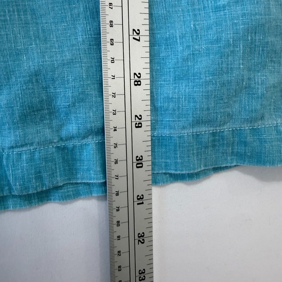 Tommy Bahama Mens XL Linen Short Sleeve Button Up Shirt Aqua Blue Marlin Logo - Picture 10 of 10